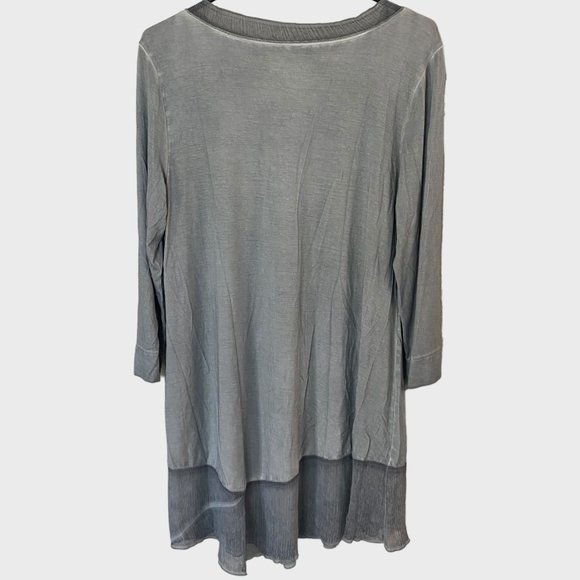 Soft Surrounding Fleur-De-Lis V-Neck Tunic Women's Large Gray 3/4 Sleeve Stretch - Picture 3 of 12
